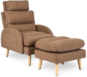 Kényelmes Fotel Barna Színben Lábtartóval. HENRY