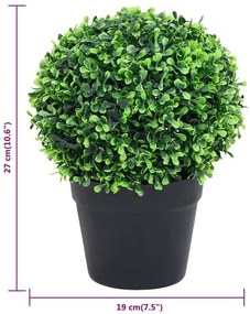 2 db zöld gömbalakú cserepes műpuszpáng 27 cm