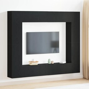 TV szekrény 8 pcs Fekete 221 x 30 x 180 cm Faanyag