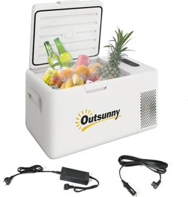 Outsunny 16,8 Literes Kompresszoros Elektromos Hűtő -20℃-ig hűtő LED ECO Móddal Csatlakoztatva Csendes Fagyasztó Táska Thermobox 12/230 Volt Autóhoz,