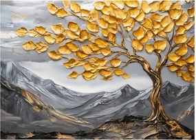 Kép – Fa arany levelekkel (70x50 cm)