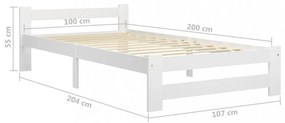 fehér tömör fenyőfa ágykeret 100 x 200 cm