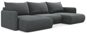 Szürke kinyitható-tárolóhelyes sarokkanapé Nanea – Makamii