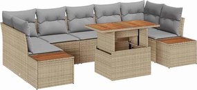 vidaXL Kerti Kanapé Szett tárolóval 8 pcs Bézs Poli rattan