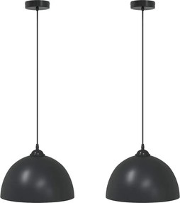 vidaXL függőlámpák 2 db Állítható magasságú E27 fekete Ø 30 cm Fém