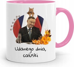 Andrzej Duda Pis Rózsaszín Elnöki Bögre fényképes nyomattal