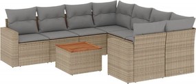 vidaXL 9 részes vegyes bézs polyrattan kerti ülőgarnitúra párnákkal