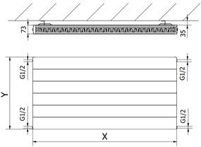 Mexen CL21 Line, panelradiátor 500 x 1100 mm, oldalsó csatlakozás, 1109 W, fekete, W421L-050-110-70