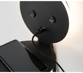 Nova Luce ECLIP fali lámpa, polc funkcióval, fekete, 3000K melegfehér, beépített LED, 6+3W, 310+210 lm, 9173282