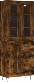 vidaXL füstös tölgy színű szerelt fa magasszekrény 69,5 x 34 x 180 cm