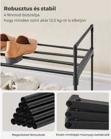 TORINO cipőtartó állvány, 3 polcos, 30x116x55cm, fekete SongmicsHome