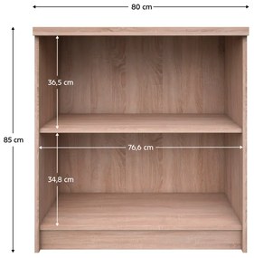 Alacsony nyitott polcos szekrény 80, sonoma tölgy, TOPTY TYP 28