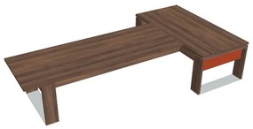 Verno+ S asztal 200 x 370 cm, kiegészítő íróasztallal, dió / narancs