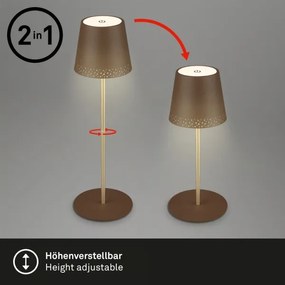 Brilo - KIKI tölthető, érintésvezérelt LED asztali lámpa, 2,6 W/5 V, IP44, 2600 mAh, barna