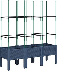 vidaXL kékszürke polipropilén rácsos kerti ültetőláda 120 x 40 x 142,5 cm