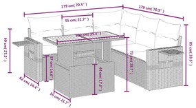 6 részes szürke polyrattan kerti ülőgarnitúra párnákkal