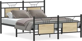 vidaXL sonoma tölgy színű szerelt fa ágykeret matrac nélkül 140x190 cm