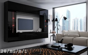 Prince Concept 28 nappali bútor szett magasfényű fekete (273cm)