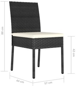 2 db fekete polyrattan kerti étkezőszék