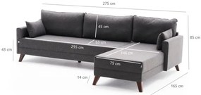 RIGA jobb oldali L-alakú sarokkanapé, antracit