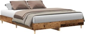 vidaXL antik fa szerelt fa ágykeret matrac nélkül 150x200 cm