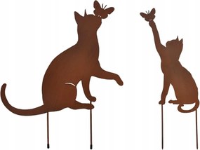 2 db-os kerti cölöp szett Rusty Cat Garden Kerti dekoráció macskák