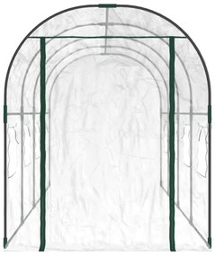 átlátszó PVC és porszórt acél melegház 160 x 400 x 190 cm