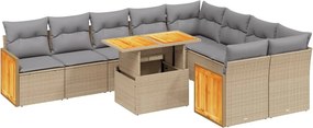 vidaXL 10 részes bézs polyrattan kerti ülőgarnitúra párnával