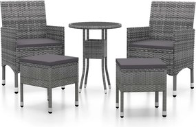 vidaXL 5 részes szürke polyrattan kerti ülőgarnitúra