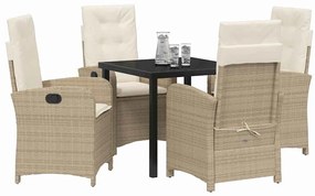 Kert étkező szett 5 pcs Bézs polirattan