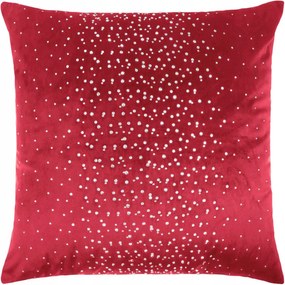 Dekoratív párnahuzat Shiny 45x45 velúr piros, kristályokkal