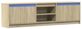 sonoma tölgy színű szerelt fa LED-es TV-szekrény 180x34x50 cm
