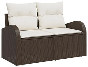 7 darabos kertiszófa szett párnákkal Barna Poli Rattan