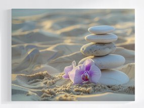 Canvas Vászonkép Tengerpart Kövek Zen Orchidea Egyensúly 80x60
