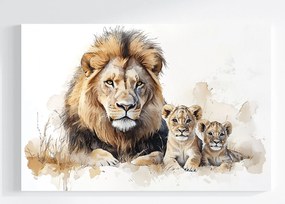 Vászonkép Canvas Akvarell Természet Állatok Oroszlán Oroszlánkölyök Afrika 60x40