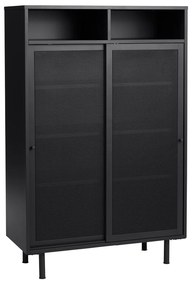 Fekete fém szekrény tolóajtóval 90x140x40 cm Veep – Unique Furniture