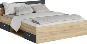 Ágykeret, 160x200, artisan tölgy/grafit, MICHIGAN NEW