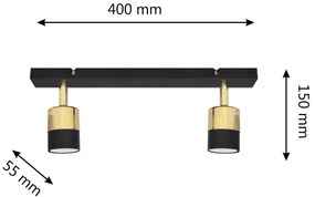 LED Spotlámpa TUBSSON 2xGU10/4,8W/230V fekete/arany