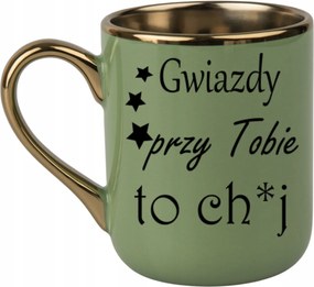 Elegáns bögre Csillagok melletted ch.j arany díszítéssel 330 Zöld