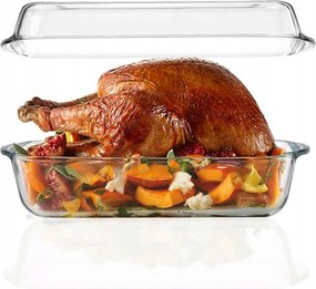 Hőálló edény 7l-es sütés-főzés üveg fedővel téglalap alakú