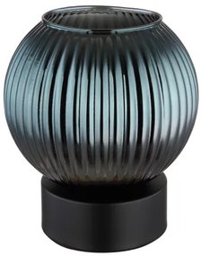 Globo 15638TP Asztali lámpa fém fekete matt, petroleumkék üveg búra, belül fehér, fekete PVC kábel, billenőkapcsoló a kábelen, ø: 150mm, M: 170mm, kábel hossza 1500mm, 1x E27 25W 230V izzó nélkül
