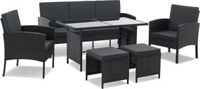 Juskys Rattan szett Turin - fekete