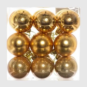 Mézsárga műanyag karácsonyi gömb szett 9x8cm