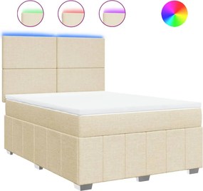 vidaXL krémszínű szövet rugós ágy matraccal 140 x 190 cm