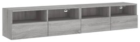 2 db szürke sonoma szerelt fa fali TV-szekrény 80 x 30 x 30 cm
