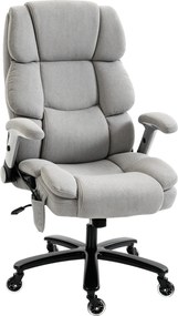 HOMCOM Office Chair — 397 lb Capacity, Inflatable Lumbar Support, Extra-Wide Executive Seat, Flip-Up Arms, Pocket Springs, Class-4 Gas Lift, Light Gra
