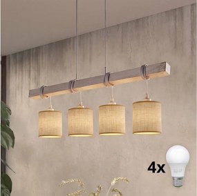Brilagi - LED zsinóros csillár NUBILA 4xE27/60W/230V szürke/világosbarna