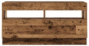 antik fa színű szerelt fa TV-szekrény LED-ekkel 80x35x40 cm