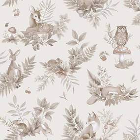 Holden Decor Adventure Awaits Forest Friends szürke állatos papír tapéta – 14122