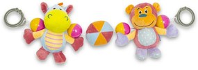 Baby Mix Víziló és majom gyerek csörgő babakocsihoz , 28 cm